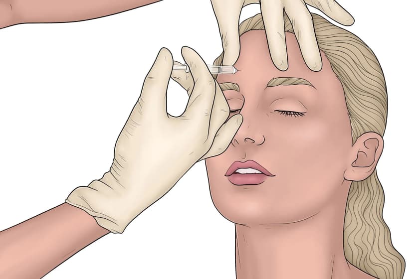 Botox injection treatment for chronic headaches showing injection sites